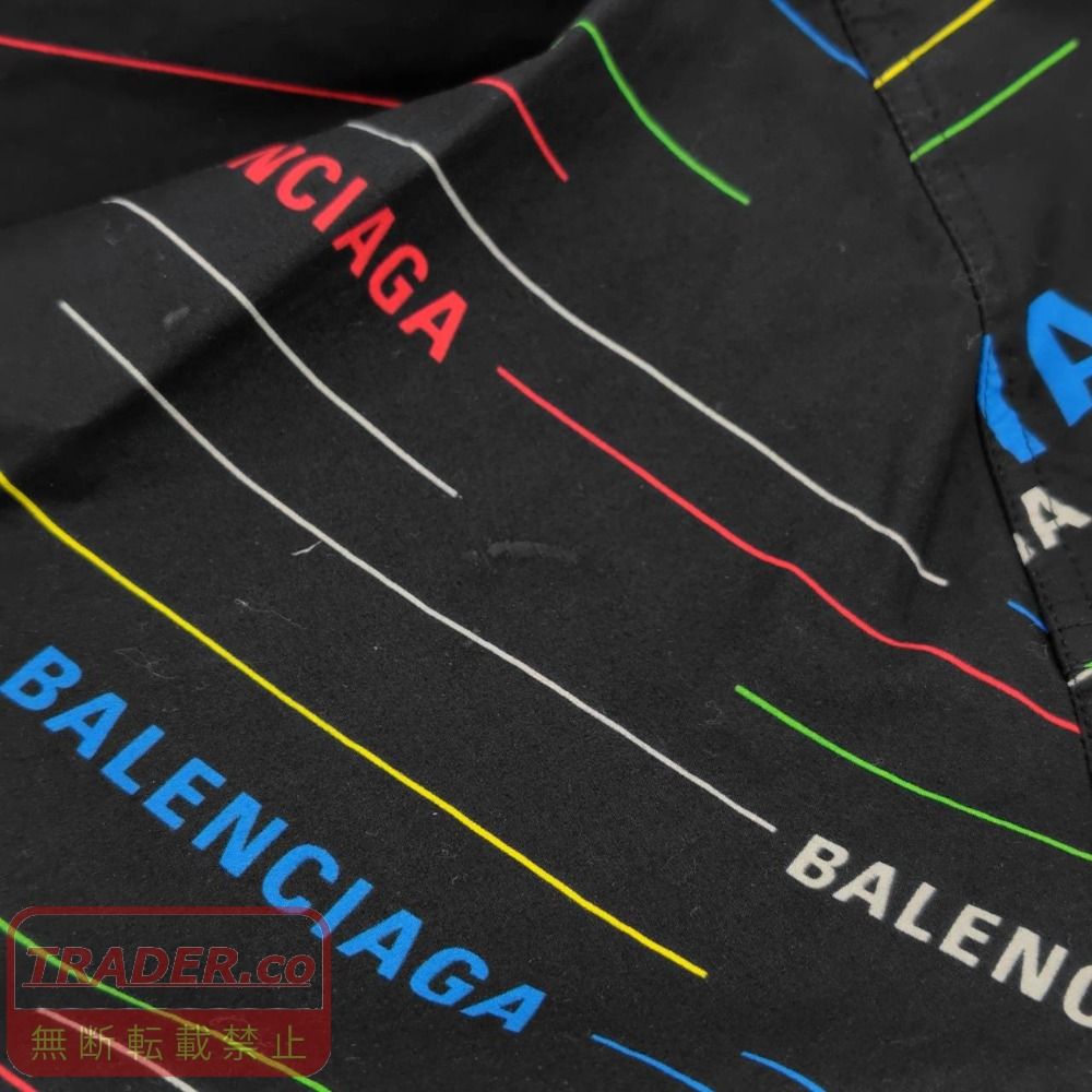 05w21655 バレンシアガ BALENCIAGA 19SS ロゴ総柄半袖シャツ ブラック 