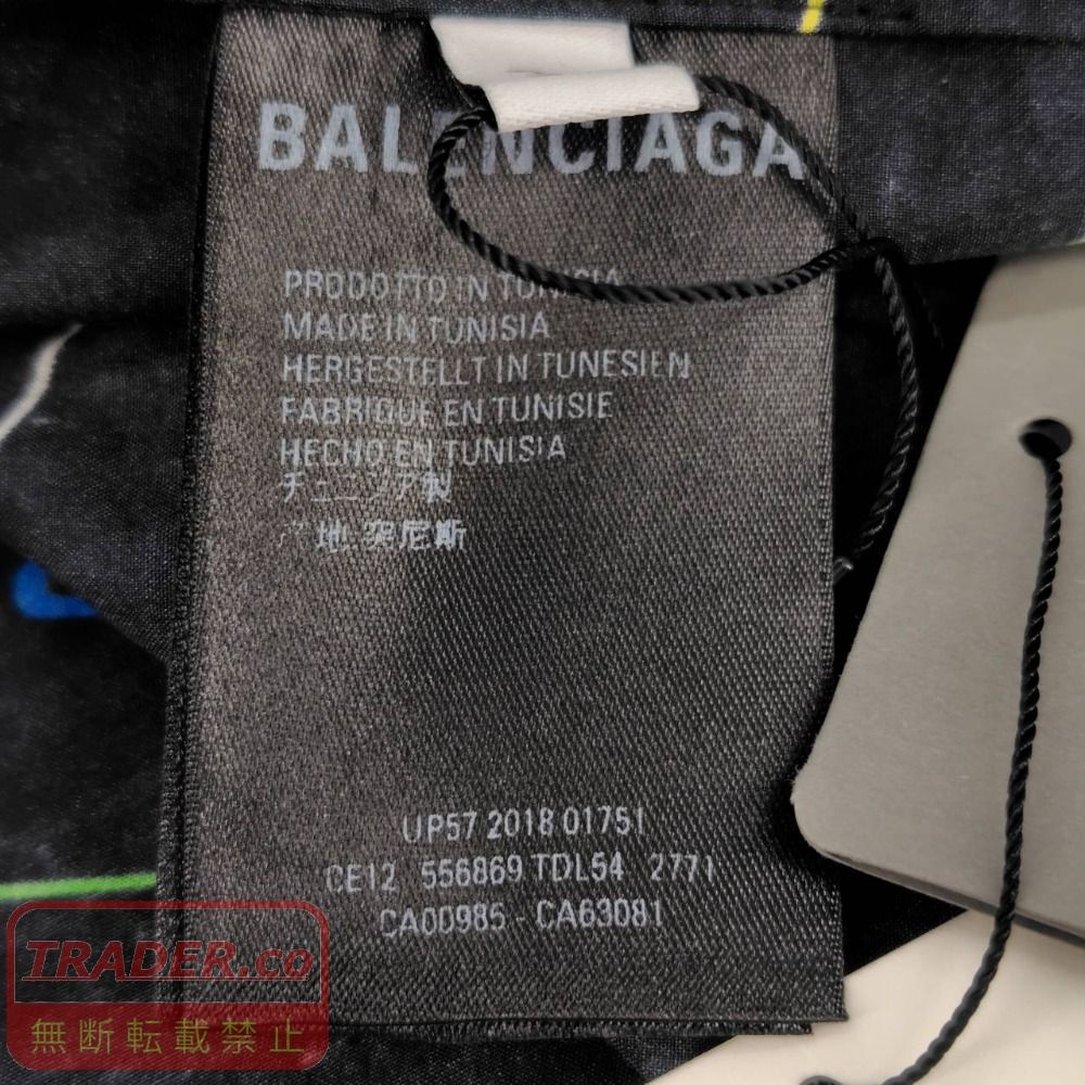 05w21655 バレンシアガ BALENCIAGA 19SS ロゴ総柄半袖シャツ ブラック 