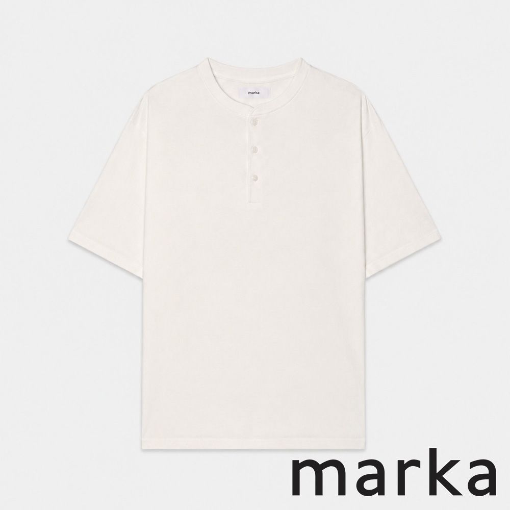 【marka/マーカ】HENLEY NECK TEE - WHITE / 30/1オーガニックコットン空紡天竺 - ヘンリーネックTee / M26B14CS01B【送料無料】