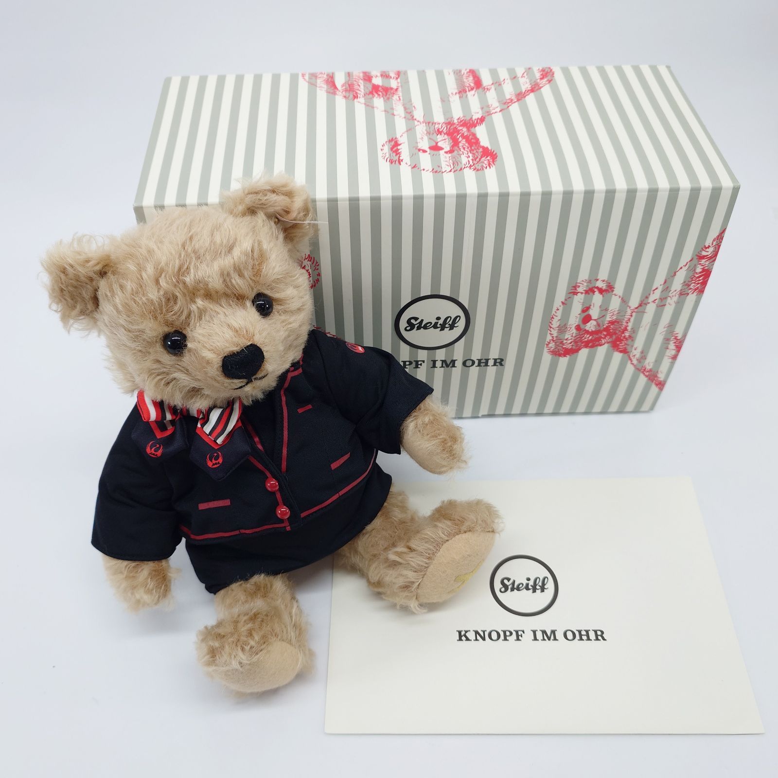 Steiff シュタイフ JAL 日本航空 コラボ 新制服記念 キャビンアテンダント テディベア cabin attendant Teddy bear 2020年