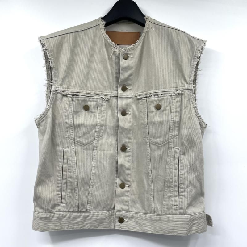 【中古】INSCRIRE カットオフベスト サイズ44 ID-BZ22B グレージュ アンスクリア[17]
