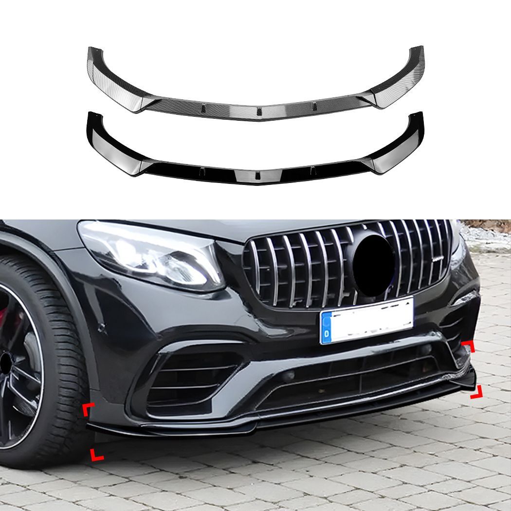 メルセデス・ベンツ GLC63 AMG X253 前期 2016-2019 フロントリップスポイラー フロントアンダースポイラー 前バンパー用 ABS製 外装パーツ ピアノブラック カーボン柄 ドレスアップ 傷対策 スポーティー エアロパーツ 交換用