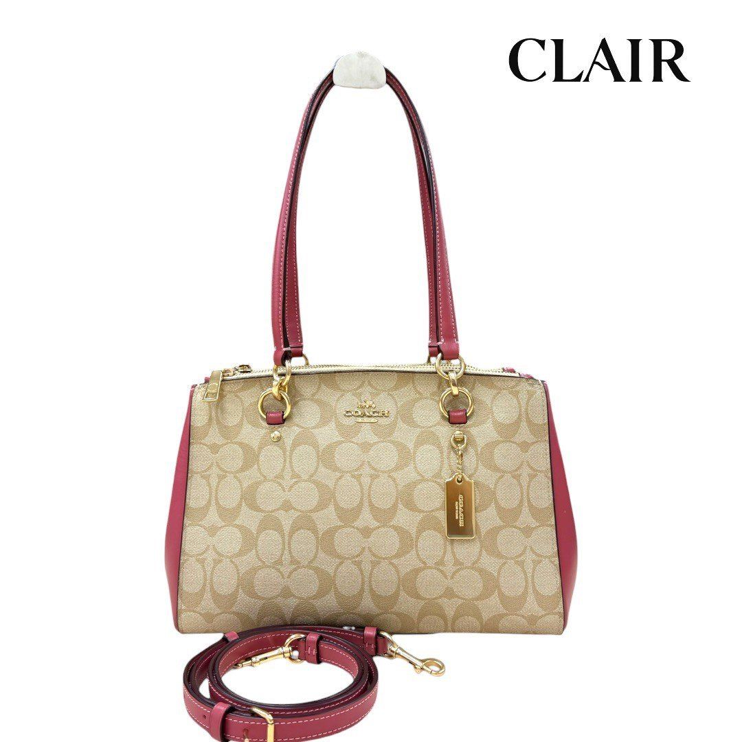 【美品】コーチ シグネクチャー 2WAYショルダーバッグ F77881 COACH ピンク