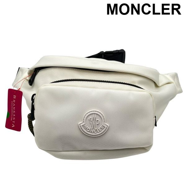 ● モンクレール MONCLER クロスボディ バッグ ウエストポーチ ロゴ 白 黒 メンズ 6V578