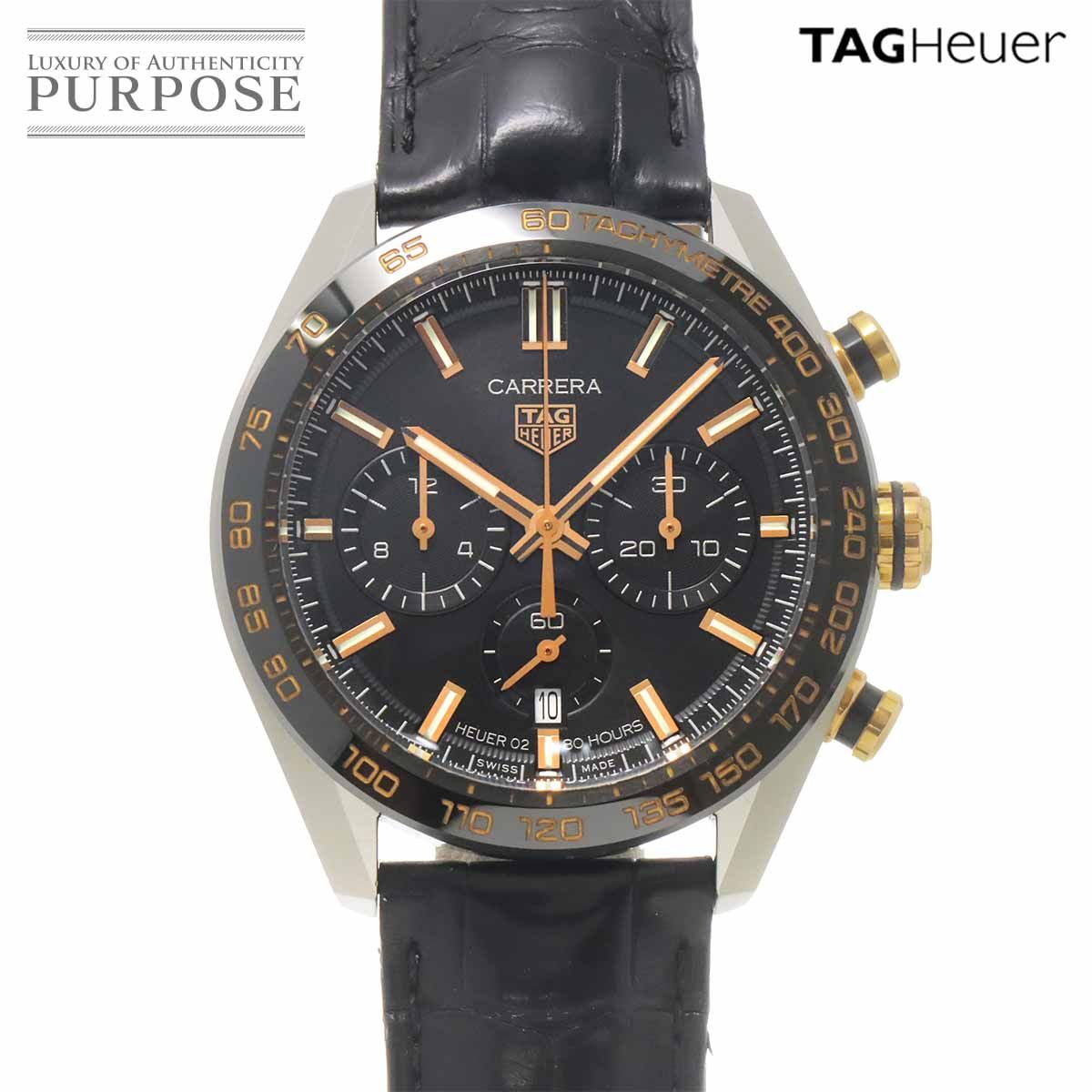 タグホイヤー TAGHeuer カレラ キャリバーホイヤー02 クロノグラフ コンビ CBN2A5A 腕時計 PG 自動巻き Carrera Caliber Heuer 90328634