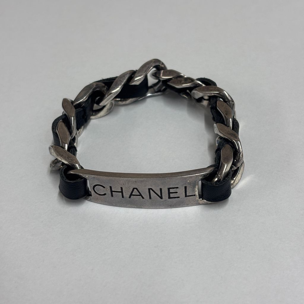CHANEL シャネル 96SS PLATE BRACELET ブレスレット シルバー×ブラック size:-【中目黒B06】