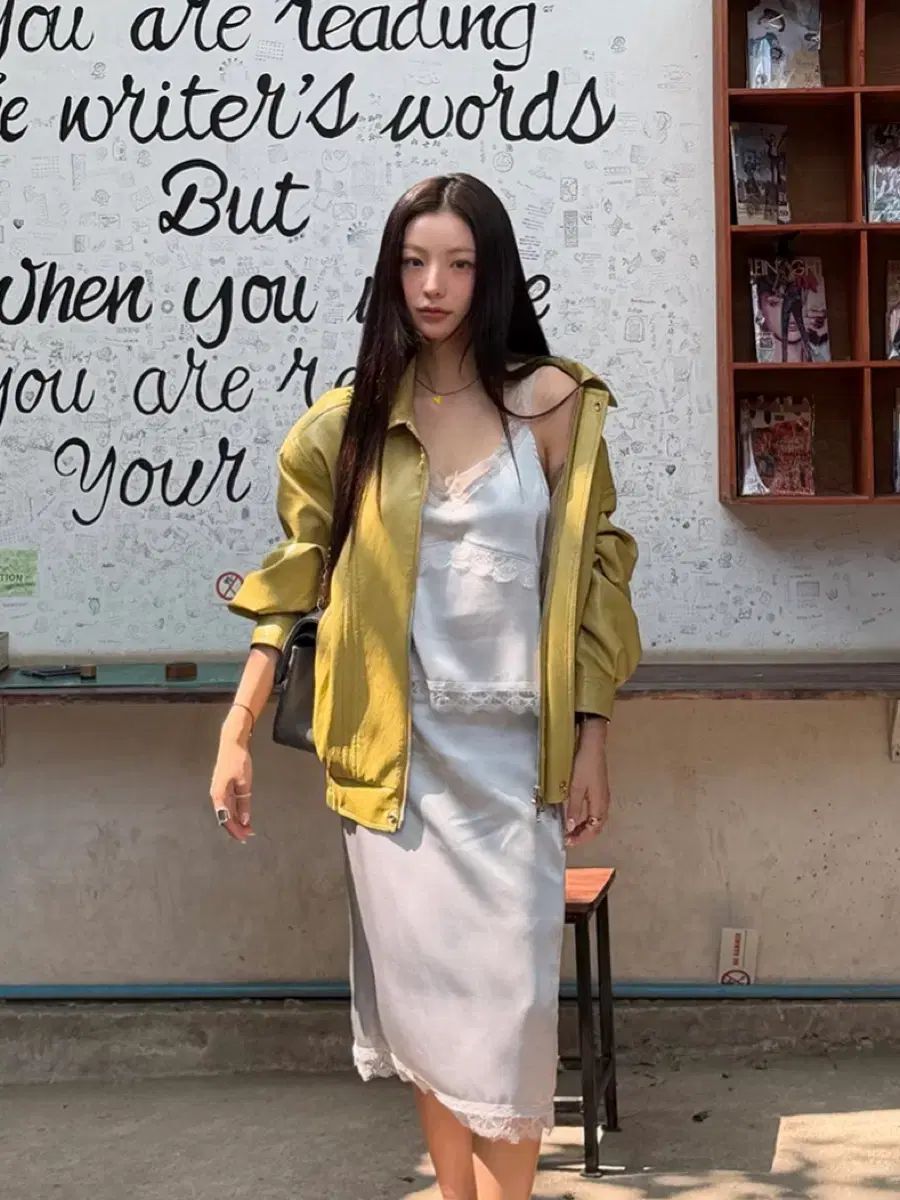 (1回着用) オーバーデューフレア lace satin sleeveless _ シルバー