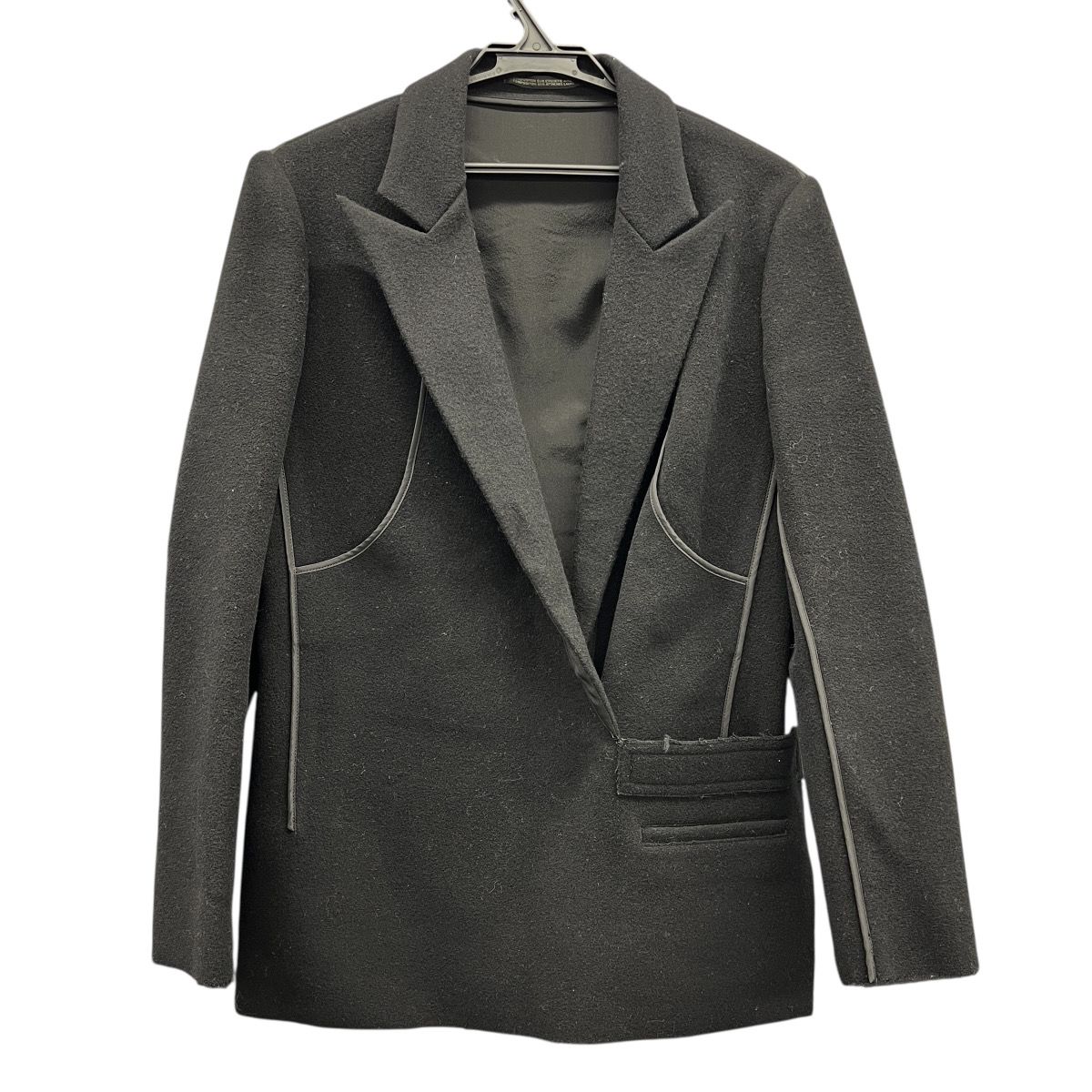 Yohji Yamamoto 希少 極美品 ヨウジヤマモト WRAP JACKET ラップジャケット 変形ジャケット FZ-J09-804 ウール シルク 切替 レディース ブラック Aランク 中古 鑑定済 ヨウジジャケット
