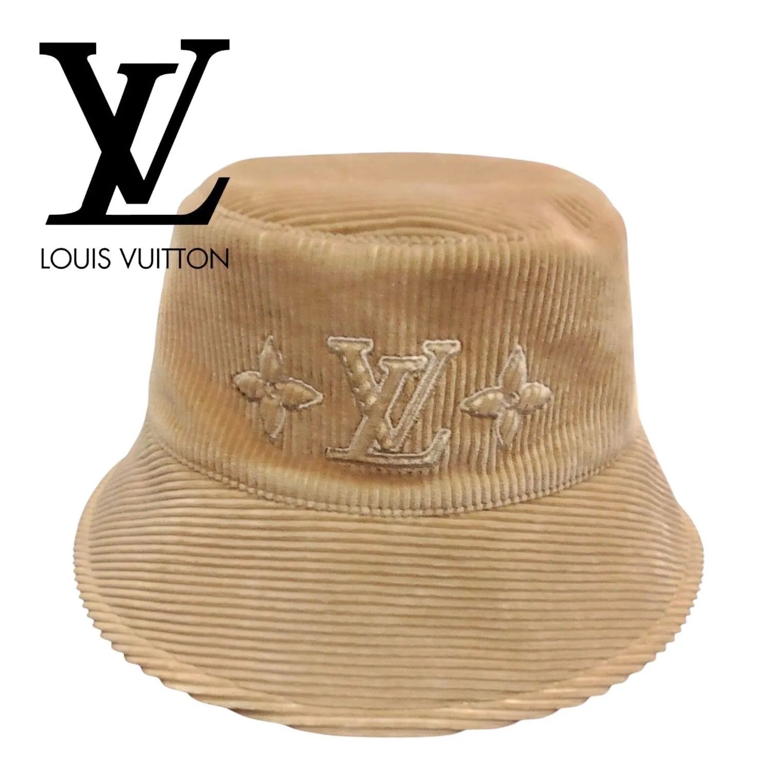 LOUIS VUITTON ルイヴィトン ビトン ハット LVシグネチャー コットン コーデュロイ バケハ バケットハット 帽子 日焼け 日よけ ベージュ 茶色