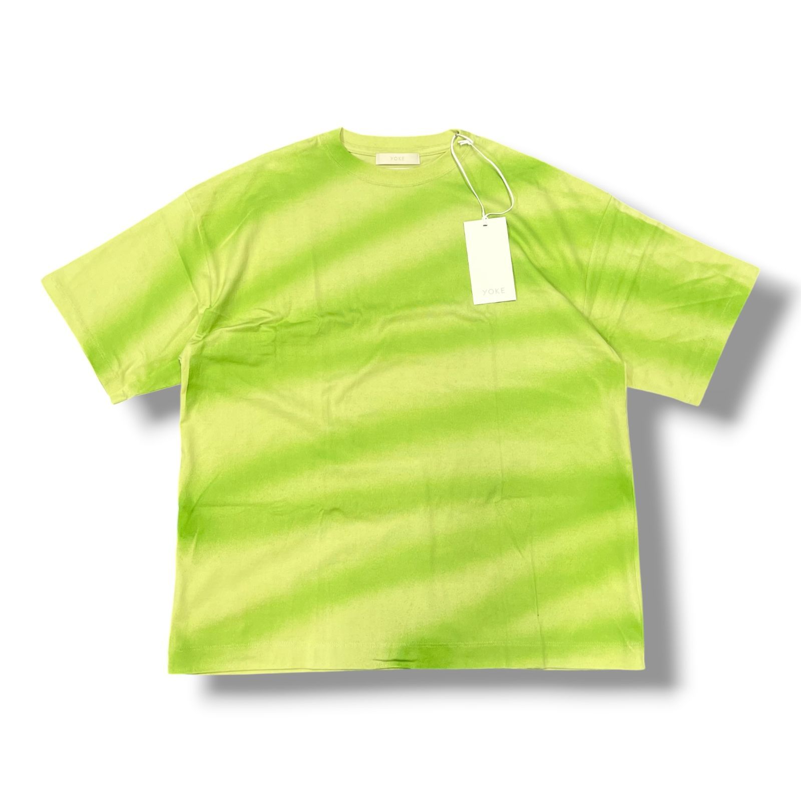 参考上代24,200円 未使用品 YOKE 24SS SPRAY PRINTED BODER T-SHIRT スプレープリントボーダーTシャツ 半袖カットソー ヨーク YK24SS0667CS ライム 2 1794A1 7,668円