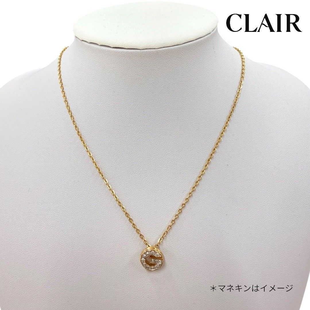 【極美品】ジバンシー ネックレス Gロゴ GP ラインストーン ゴールド クリア GIVENCHY