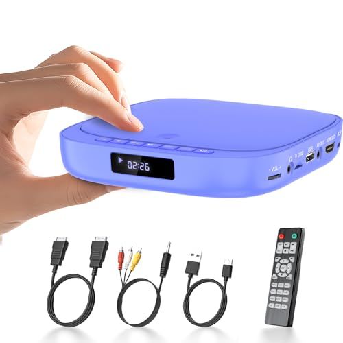 ミニDVDプレーヤー1080Pサポート DVD/CD再生専用モデル リージョンフリー CPRM対応、Blue-ray非対応、USB/TFカード再生、HDMI/AV/AUX出力 日本語説明書付き (ブルー)ts c8ca3633