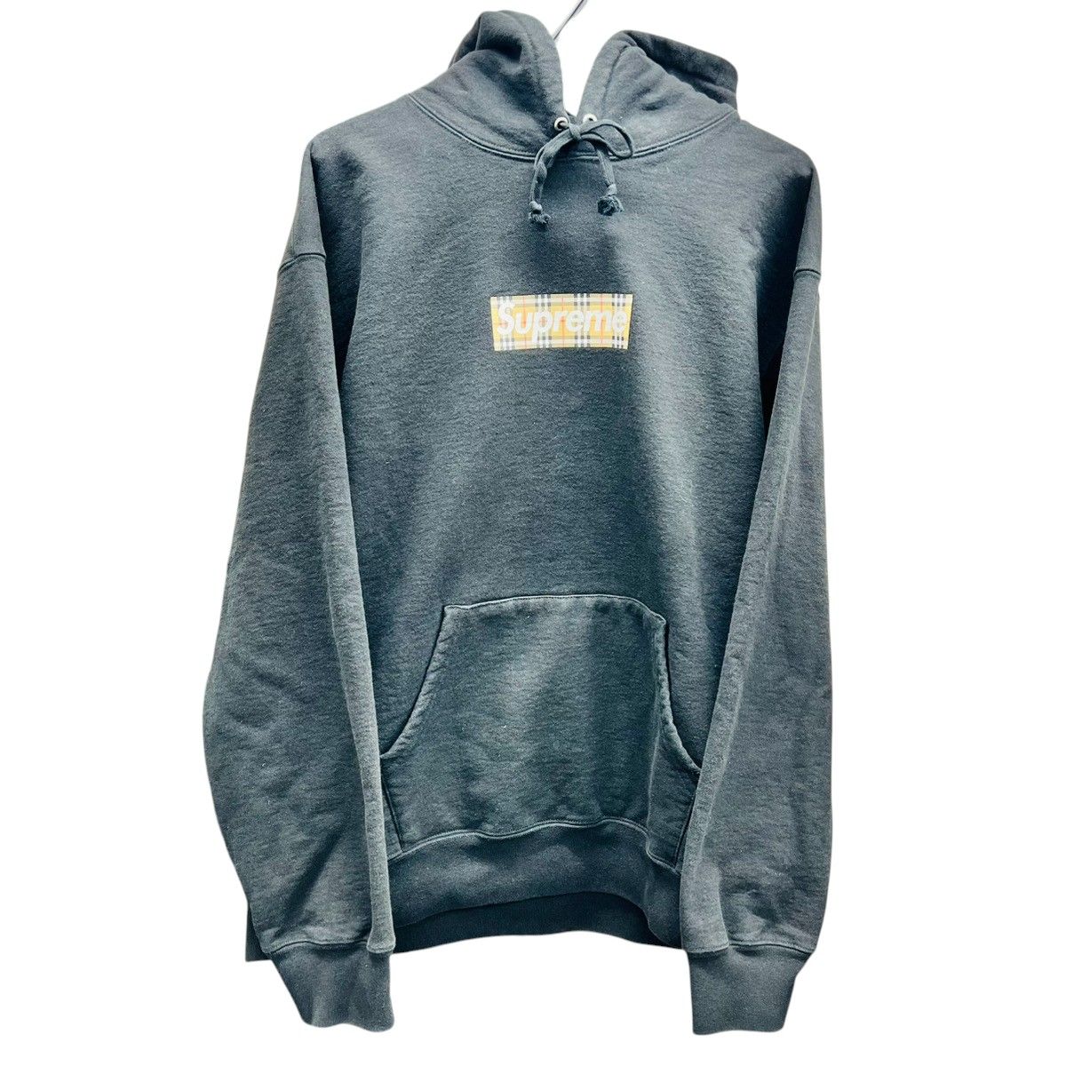 SUPREME 美品 × BURBERRY Box Logo Hooded Sweatshirt Black シュプリーム バーバリー ボックスロゴ フーデッド スウェットシャツ パーカー プルオーバー コットン ABランク 中古 鑑定済