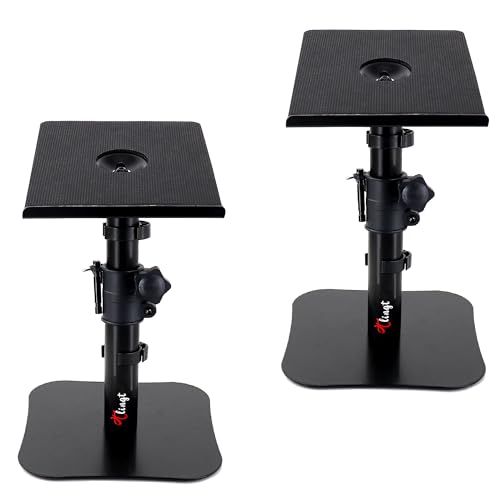 【2個セット】卓上モニタースピーカースタンド|天板17×20cm|耐荷重15kg|高さ22?36cm&角度±10°調節可能|3?4インチのモニター/ブックシェルフスピーカーに最適なサイズです
