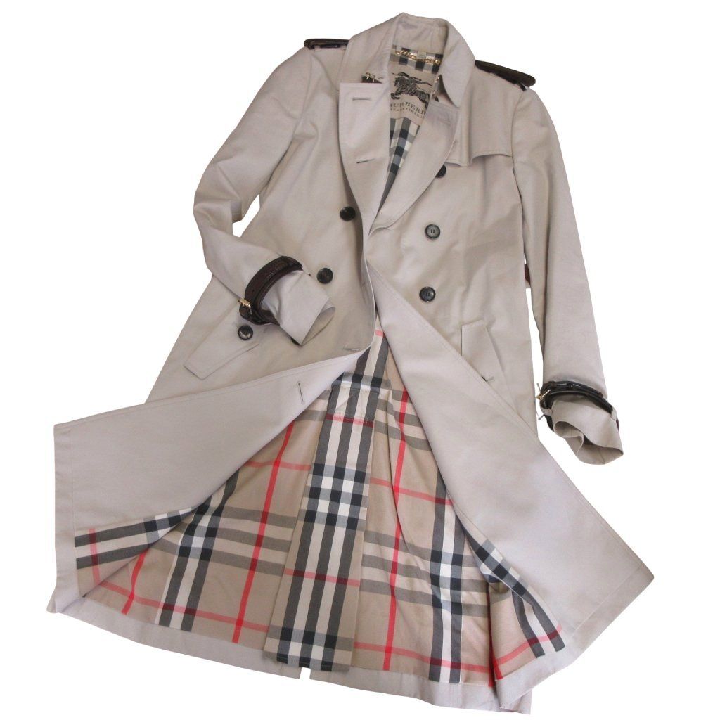 バーバリー BURBERRY プローサム 希少 GBBURLIMCAS トレンチコート レザー切替 ノバチェック UK10 ベージュ ■MNK9
