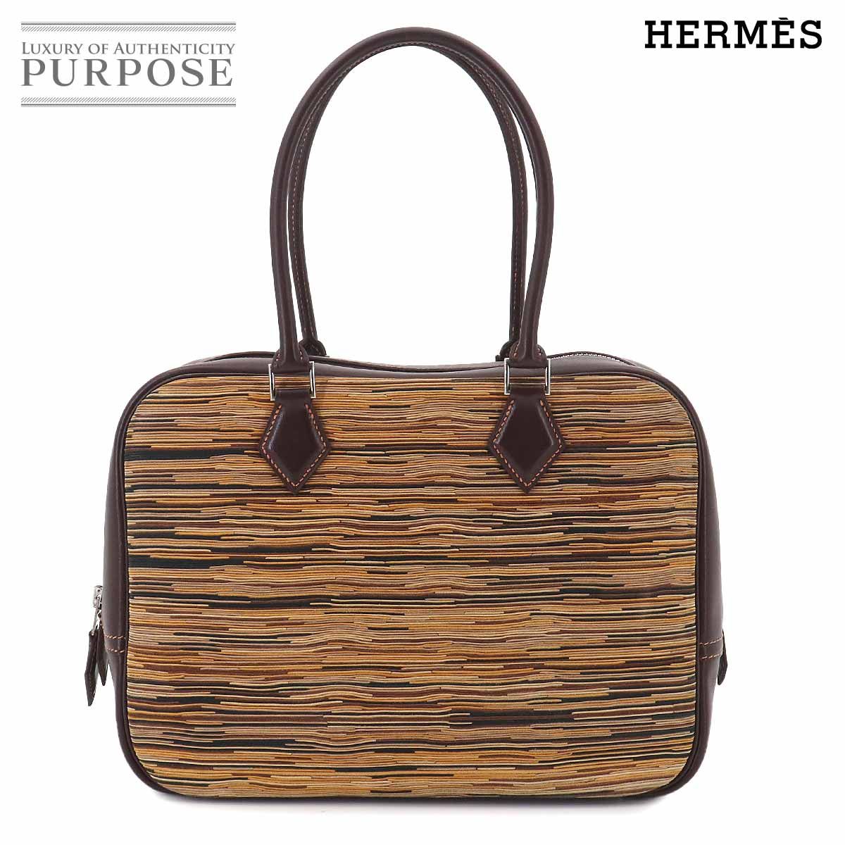新品同様 エルメス HERMES プリュム 28 ハンド バッグ ヴィブラート ガリバー マルチカラー ブラウン □D刻印 シルバー 金具 90325449