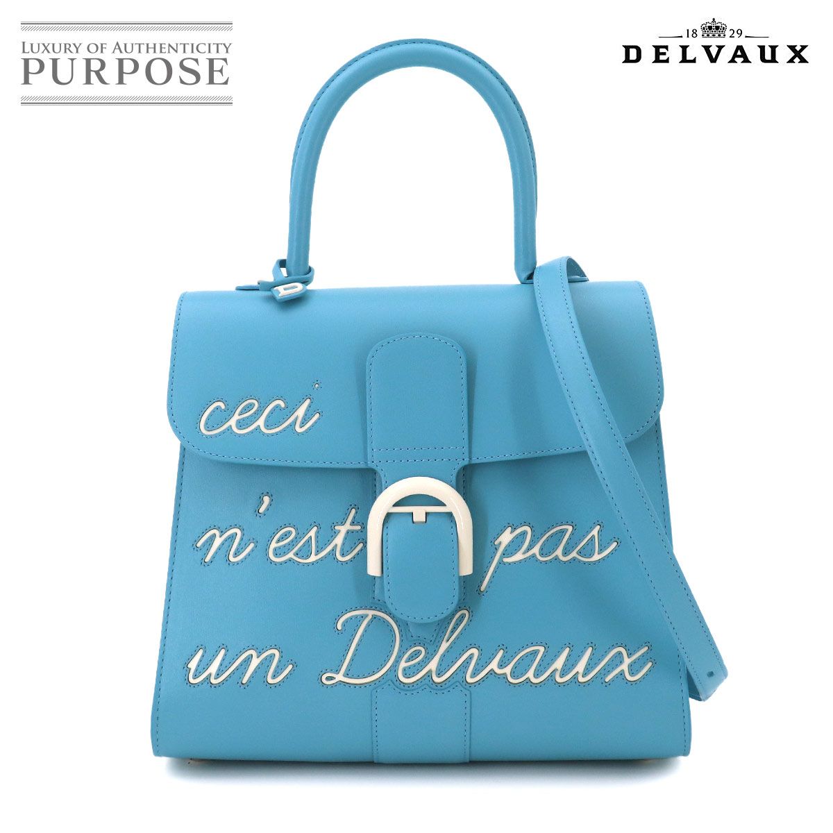 未使用 展示品 デルヴォー DELVAUX ブリヨン ルーモア MM 2way ハンド ショルダー バッグ レザー シエル Brillant L'Humour 90325547