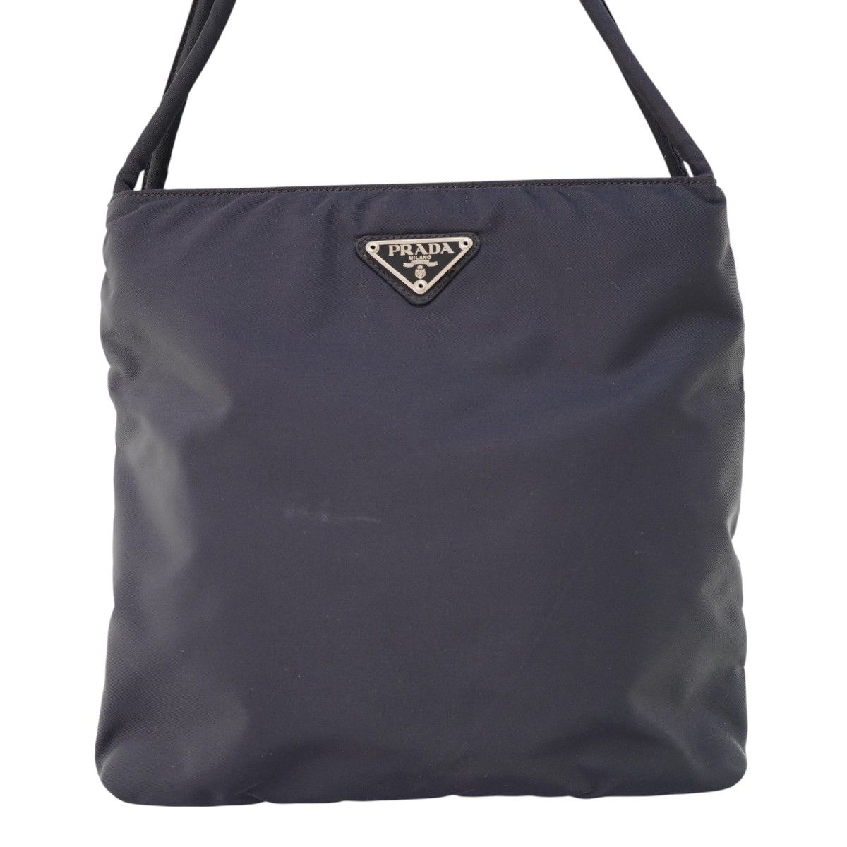 PRADA プラダ ロゴプレート ナイロン ハンドバッグ トートバッグ B6243 ネイビー S2606-k041
