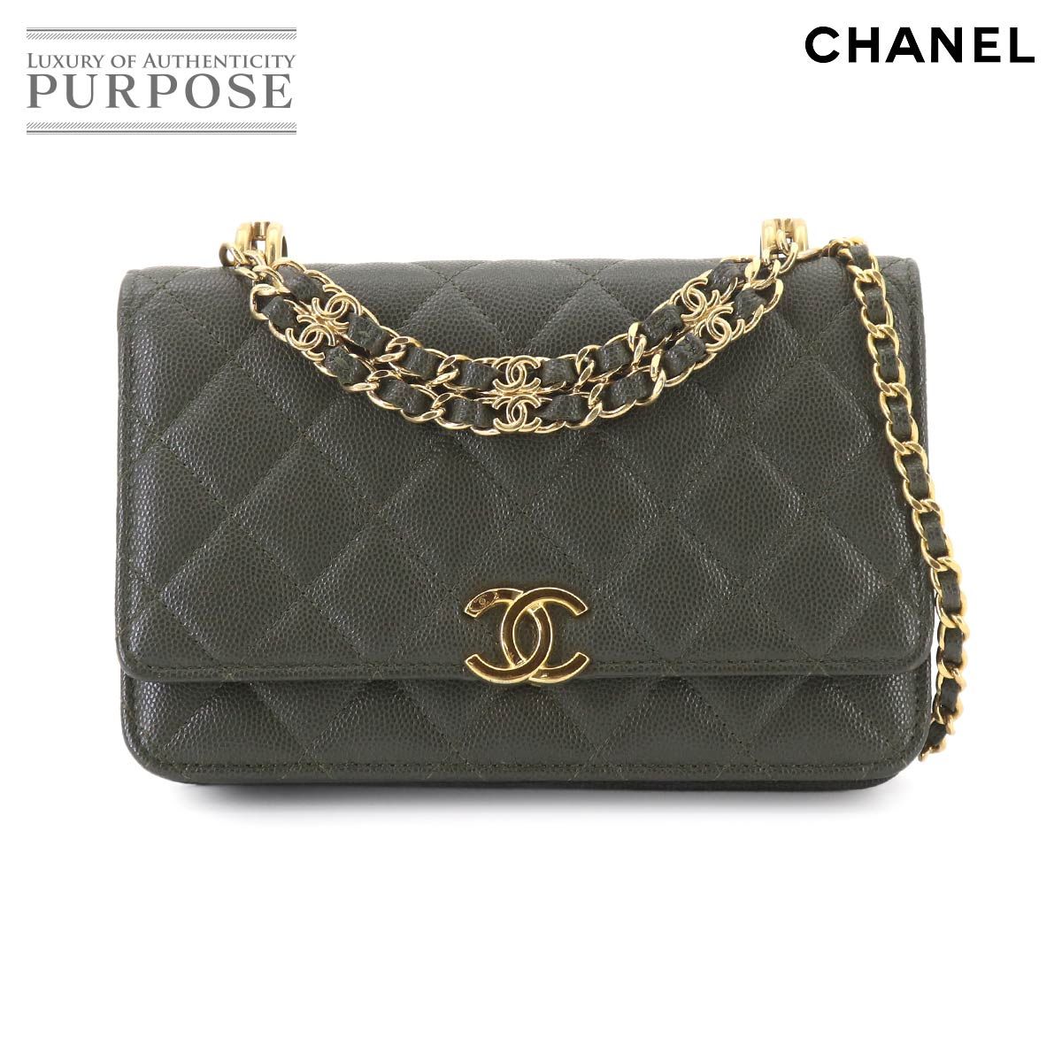 未使用 展示品 シャネル CHANEL マトラッセ チェーン ウォレット 長