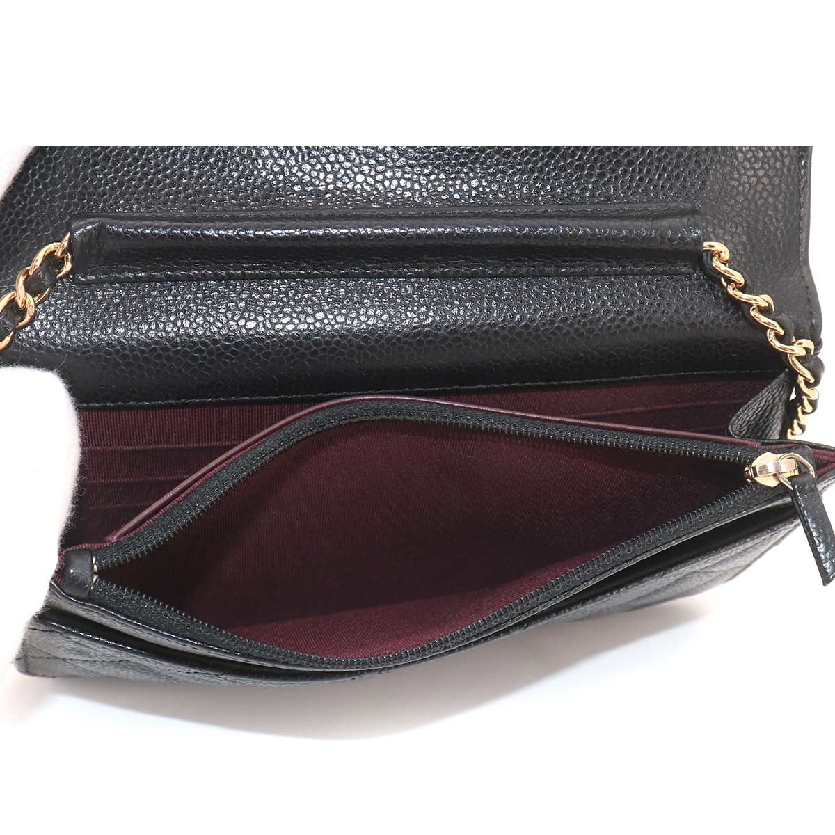 新品同様 シャネル CHANEL マトラッセ チェーン ウォレット 長財布