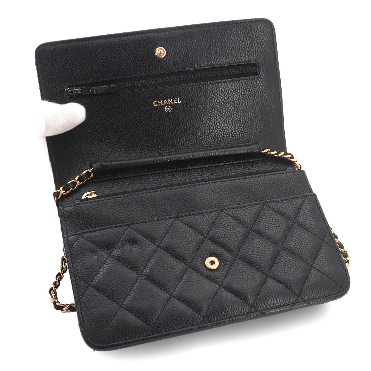 新品同様 シャネル CHANEL マトラッセ チェーン ウォレット 長財布