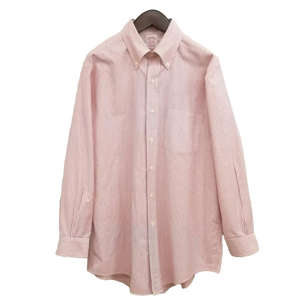ブルックスブラザーズ BROOKS BROTHERS USA製 ストライプ オックスフォード ボタンダウン シャツ 美品 16.5 / 32 レッド系