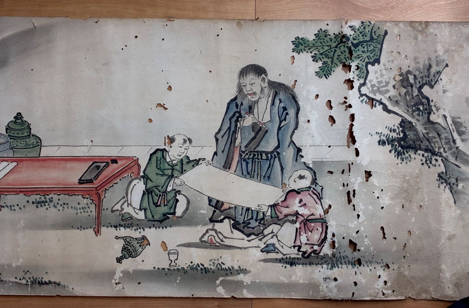 【至宝】中国古美術 人物故事図 連作 7幅揃 紙本淡彩 中国古画 唐画 楼閣 宴席 骨董 古美術