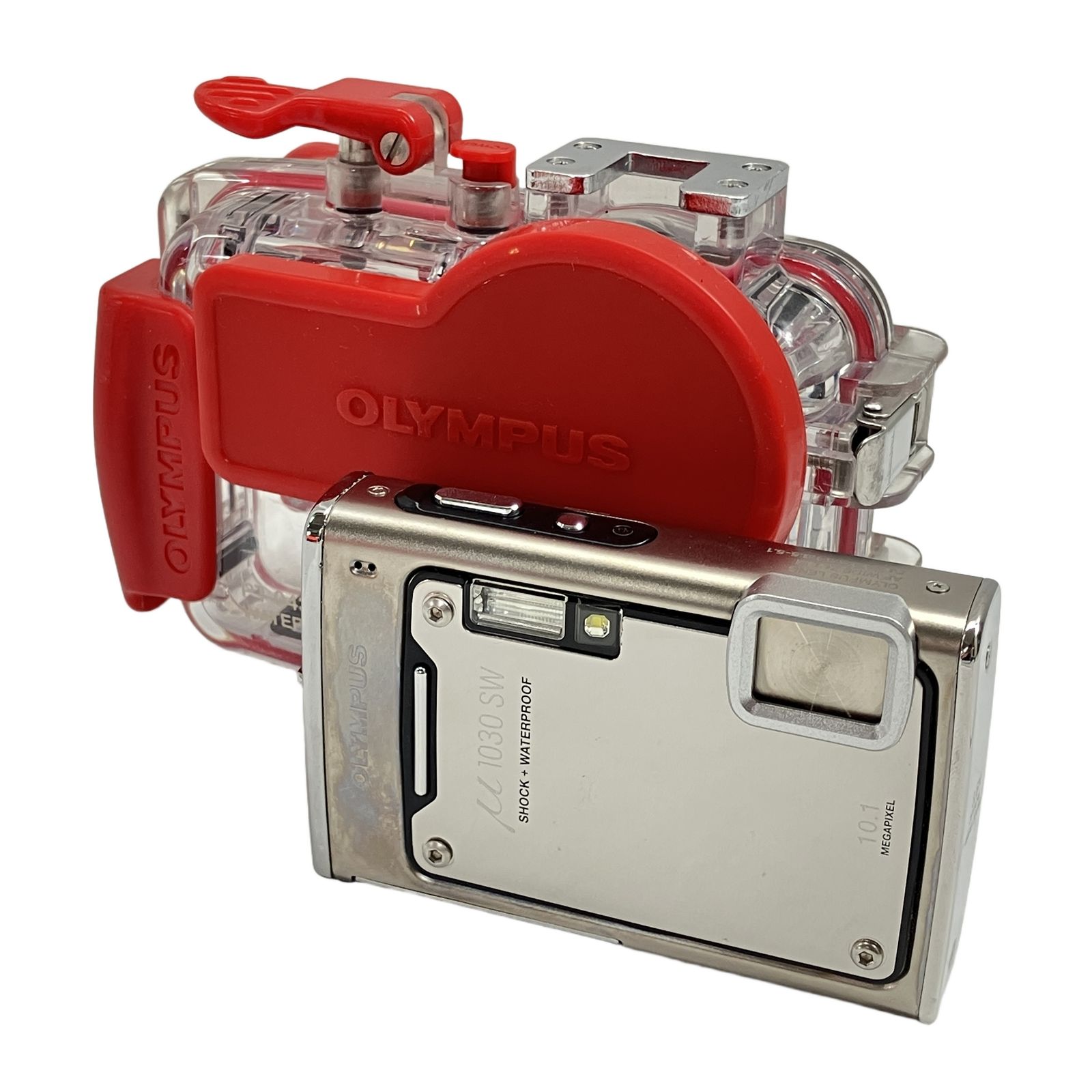 OLYMPUS μ 1030SW オリンパス 防水 デジカメ PT-043 水中カバー付き 中古 W11305870