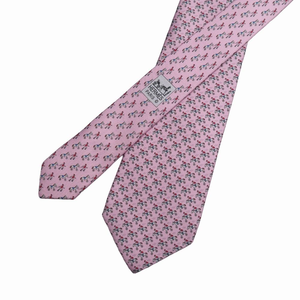 HERMES エルメス ネクタイ シルクツイル ジョッキー 総柄 ブランド古着