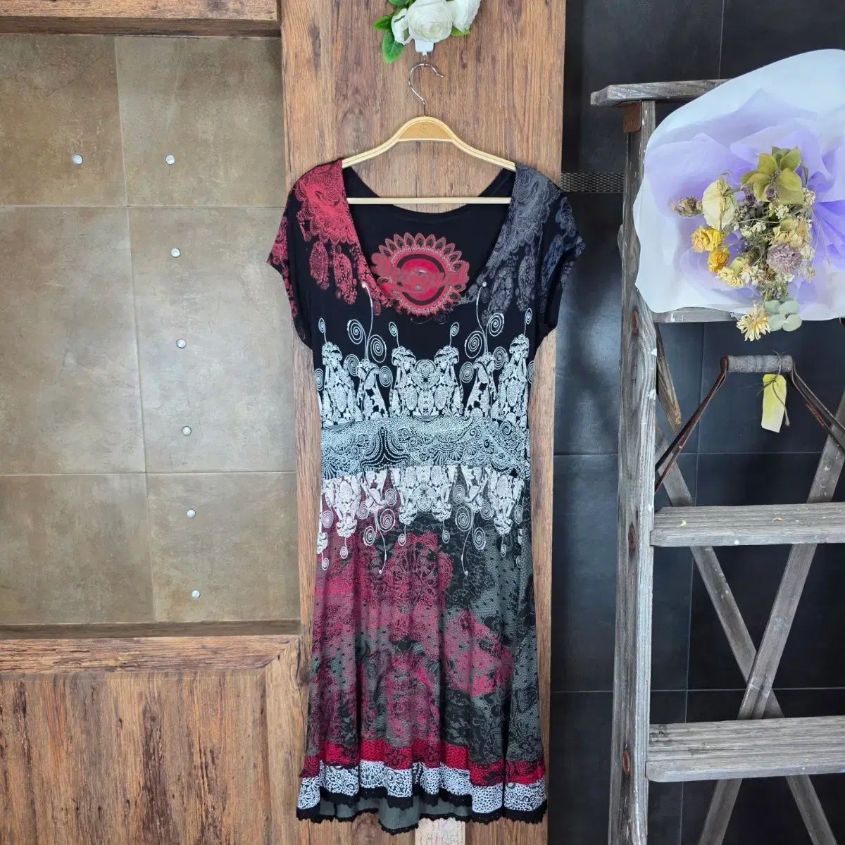 Desigual シーグリ グラフィック ボヘミアン ONE PIECE