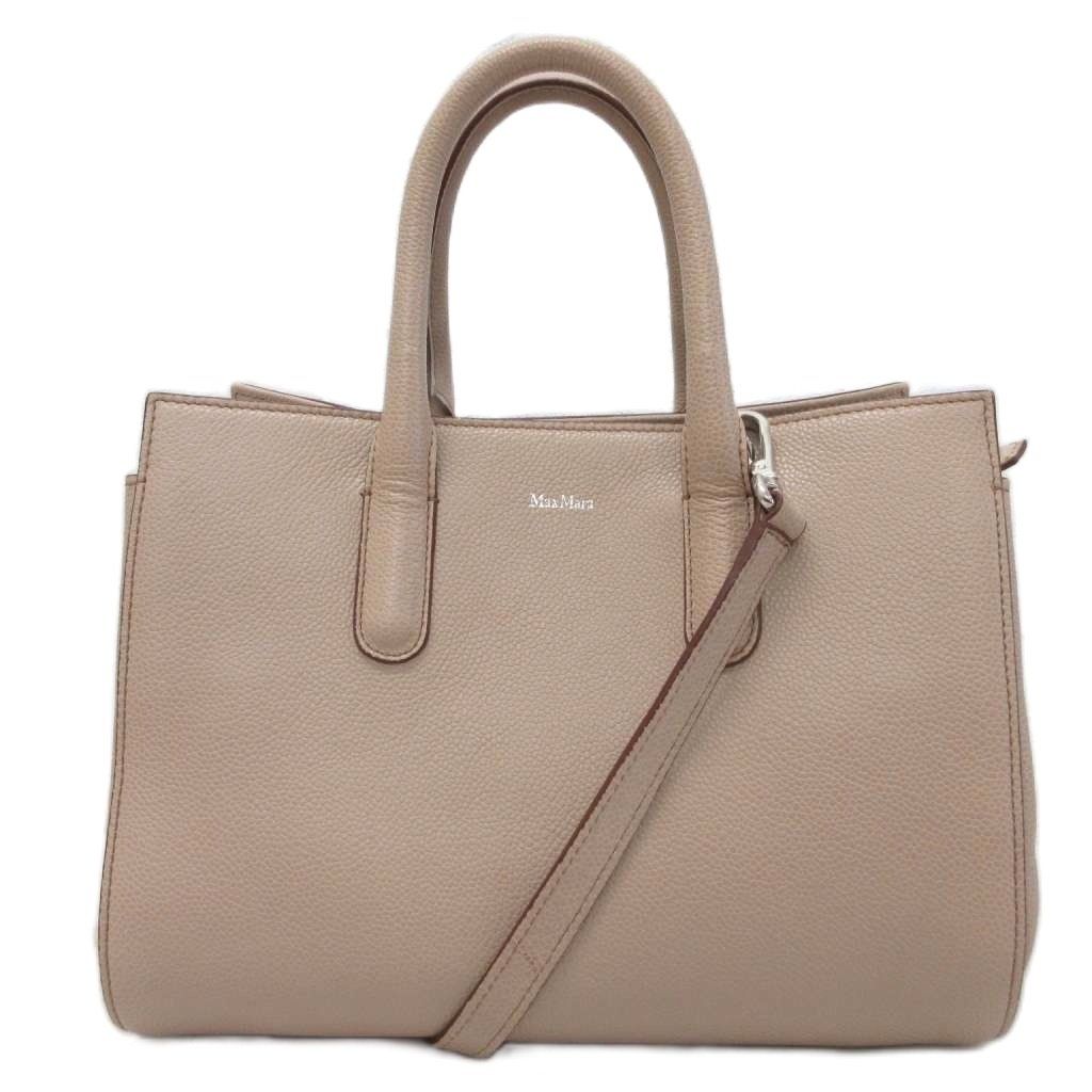 マックスマーラ MAX MARA ハンドバッグ ショルダーバッグ 2WAY レザー 皮革 ベージュ