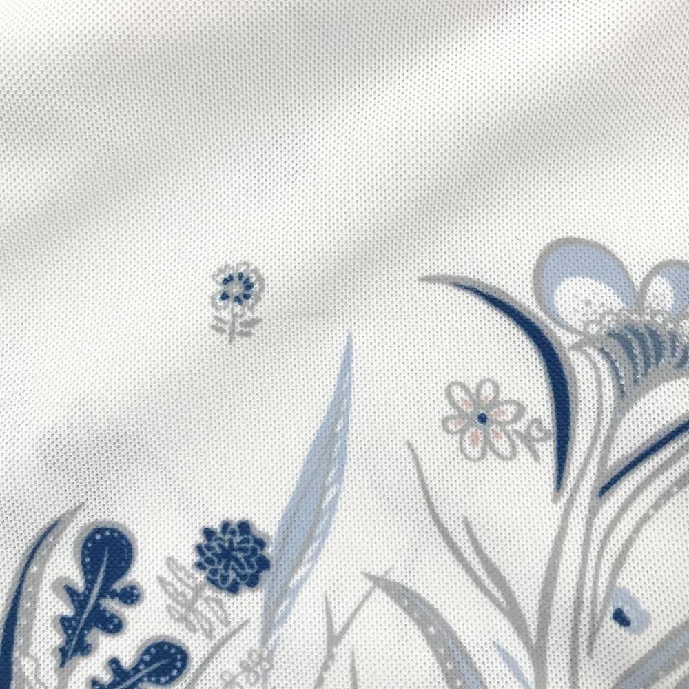 未使用品】キャロウェイ 半袖ポロシャツ 白×ブルー×グレー 下方花柄