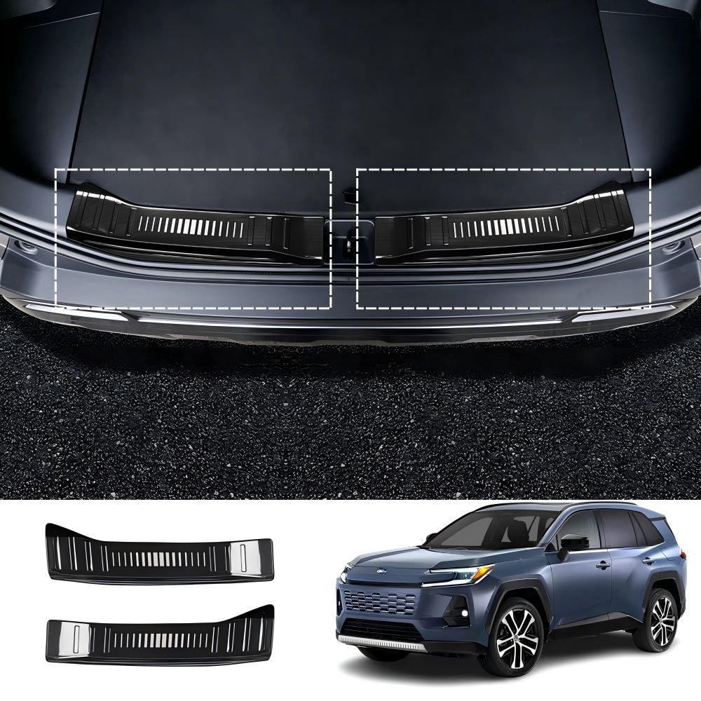 【送料無料】トヨタ RAV4 (2026/Toyota RAV4) 用 ステンレス製リアゲートガード (2P) ブラック / シルバー スノーフレーク柄 高級感・傷防止・簡単貼付 ドレスアップ効果抜群