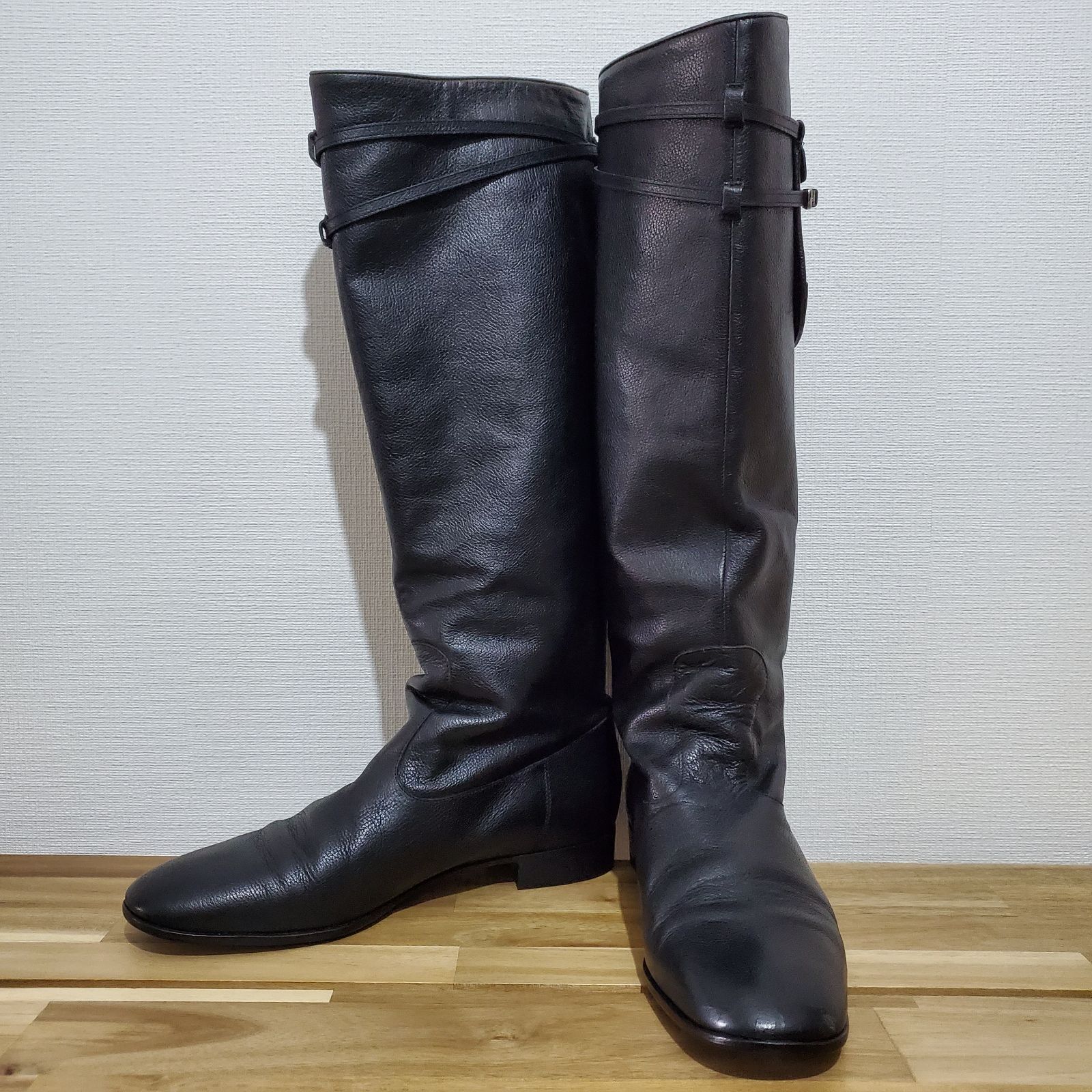 Salvatore Ferragamo サルヴァトーレ フェラガモ レザー ロングブーツ ブラック 6 1/2（24cm相当）