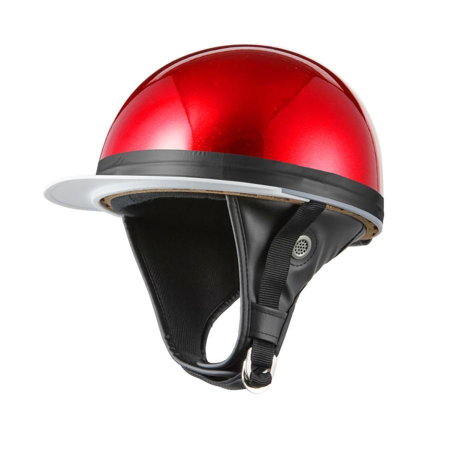 バイクヘルメット コルク半キャップ ソリッド レッドラメ フリーサイズ