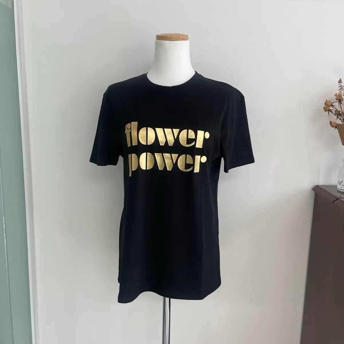 6397 ブラック GOLD プリント Tシャツ