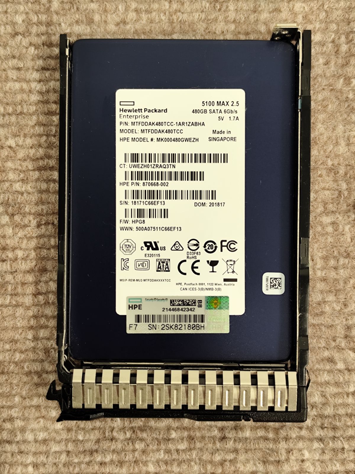 HPE 480GB SATA 2.5 SSD 870668-002 中古品 - メルカリ