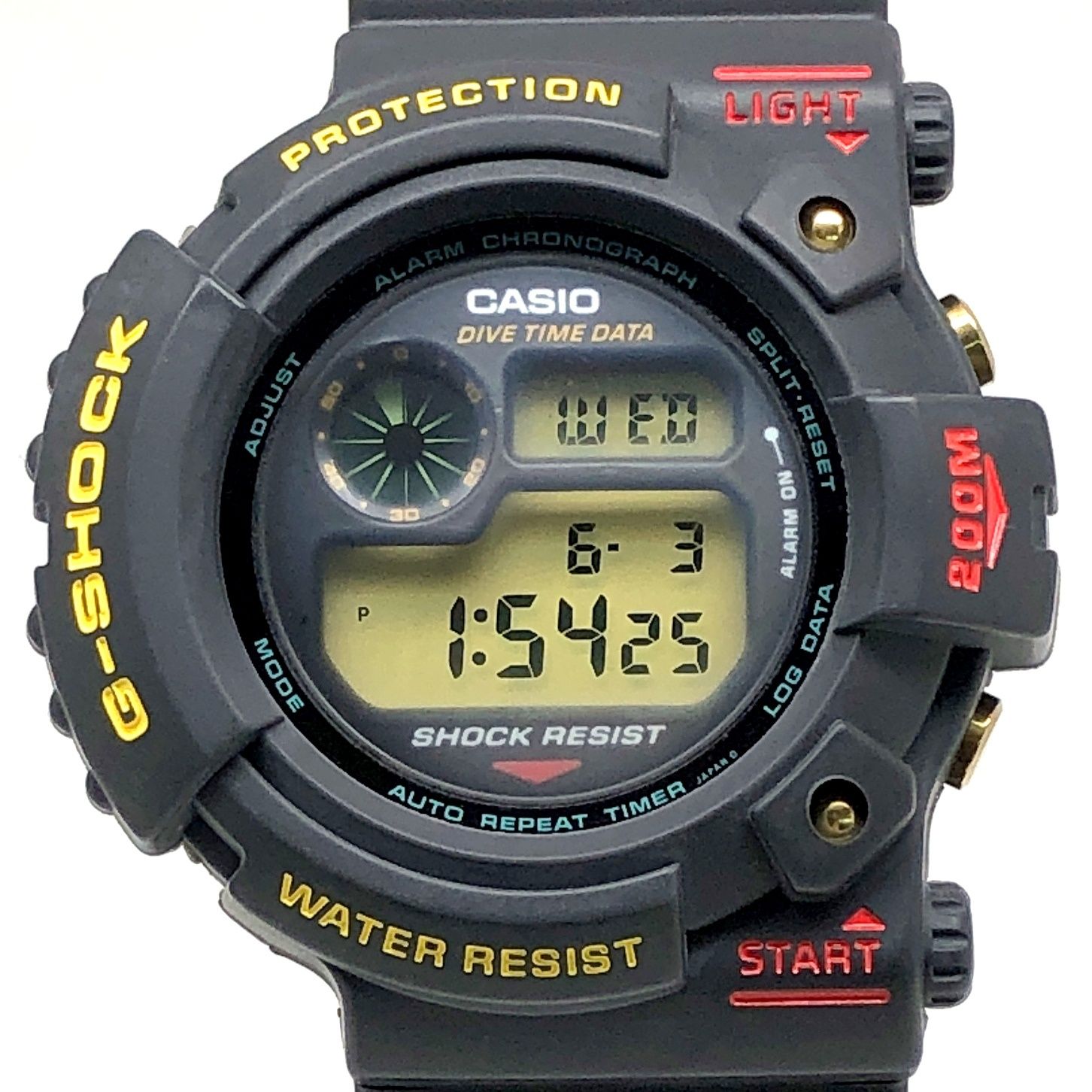 G-SHOCK ジーショック DW-6300-1B FROGMAN 初代フロッグマン 海外モデル 初期 ダークグレー グリーン豆球 1993年8月発売