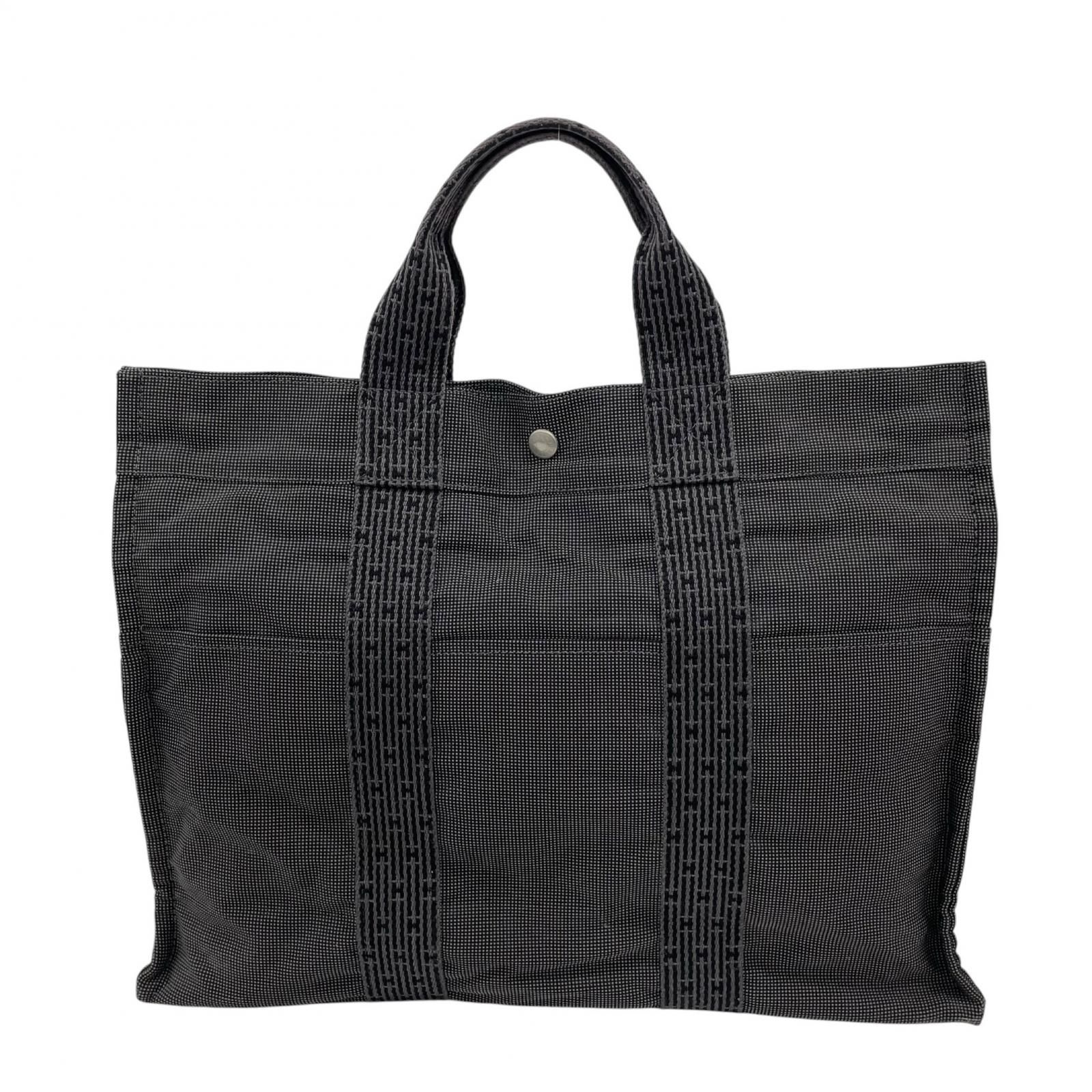 HERMES エルメス ハンドバッグ エールラインMM 100951M トートバッグ コットンキャンバス グレー【中古】 メンズ
