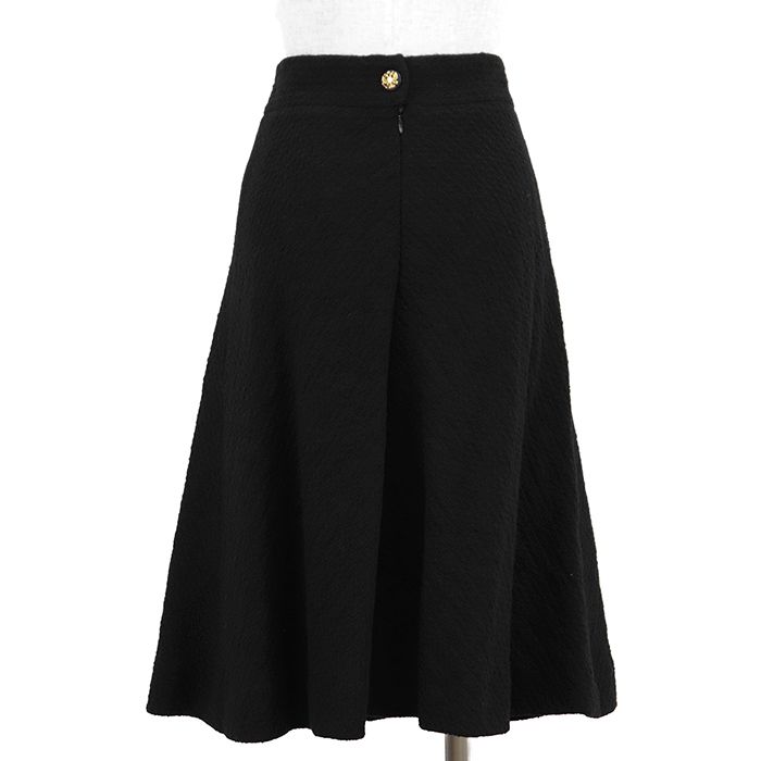 【極美品】CHANEL シャネル ツイード スカート サイズ 42 レディース ゴールド ココマークボタン 09A P36027 2009年製 ボトムス ブラック 黒 フランス製
