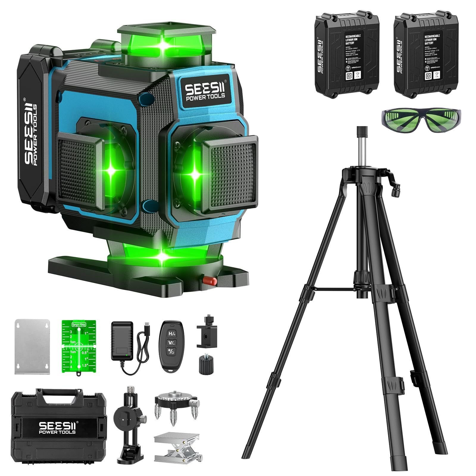 ☆新品☆SEESII レーザー墨出し器 グリーンレーザー 水平器 4x360° 16ライン 墨出しレーザー フルライン 電量LCDディスプレー搭載 レーザーレベル 水準器ツール 回転レーザー線 緑色 小型 コンパクト 自動補正 高輝度 高精度 140a5f89