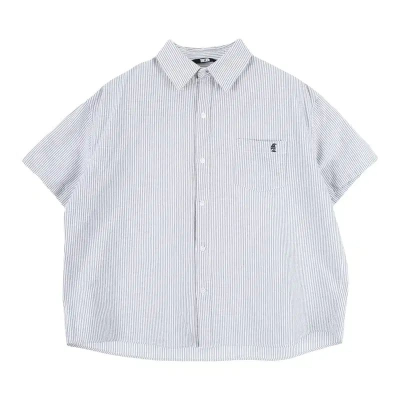 トリリオン (MEN - M) コットン ロゴ ストライプ 半袖 シャツ