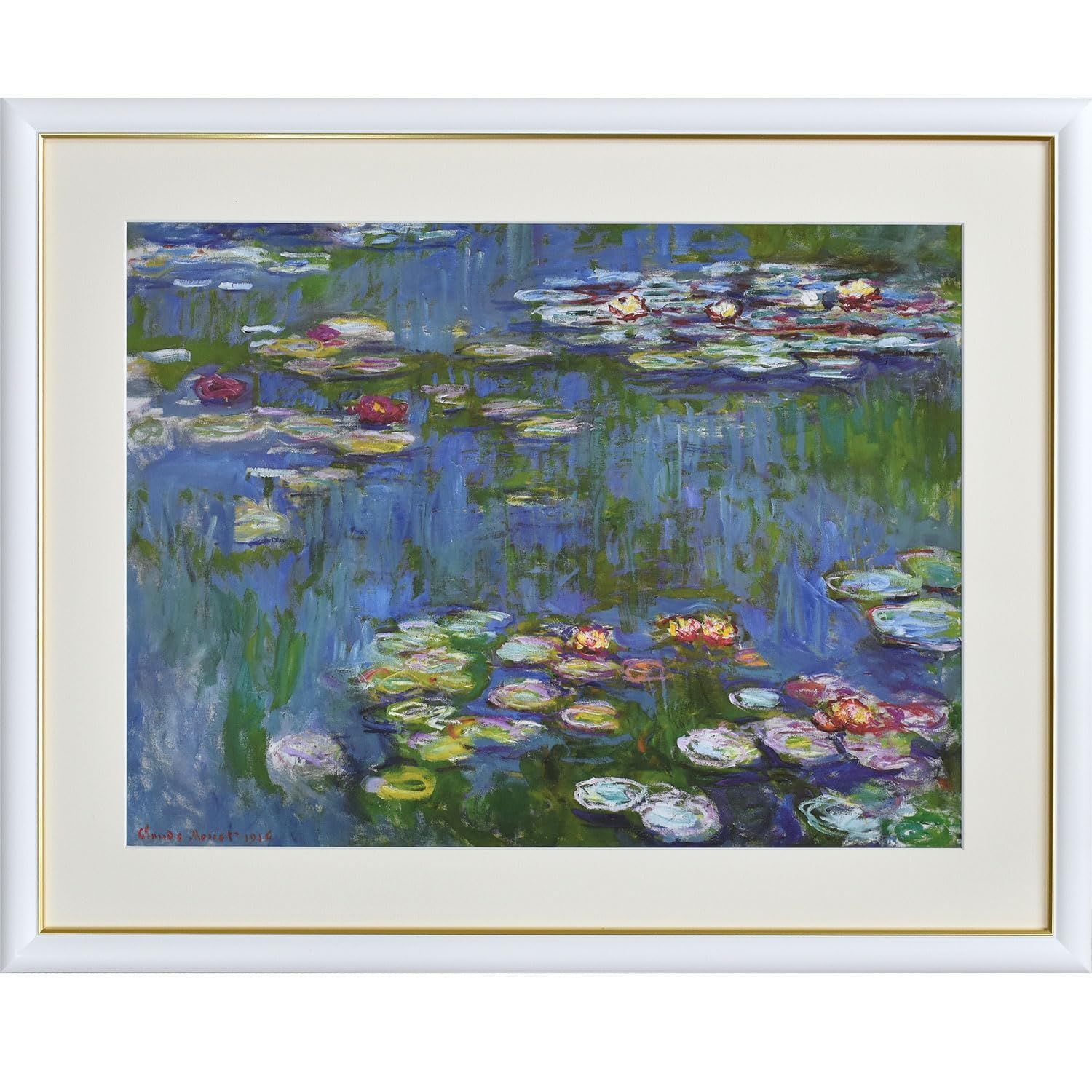 【人気商品】クロード・モネ 『睡蓮』 額絵 額入り ［紐、フック付］ 絵画 選べるサイズ F6 晴れの街ギャラリー 42×52cm