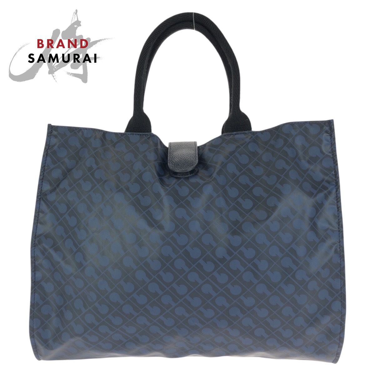 美品 GHERARDINI ゲラルディーニ SOFTY ネイビー ブラック ポリエステル/ポリウレタン トートバッグ ハンドバッグ レディース 602527【中古】