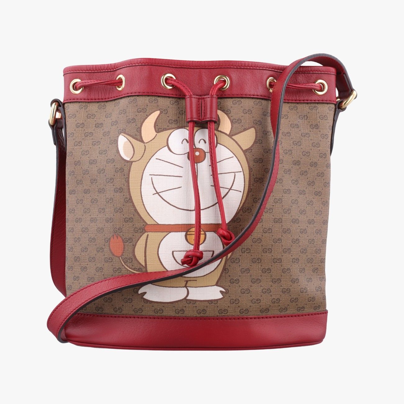 グッチGucciドラえもんコラボ ブラウンxレッド PVCコーティングキャンバス×レザー 655597 C034153879