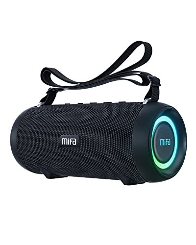 MIFA A90 Bluetoothスピーカー IPX7防水 60W大音量 ワイヤレスステレオ対応 RGB LEDライト 30時間連続再生 Micro SDカード対応 TWS機能 USB C充電 保護ケース・ポータブルストラップ付き