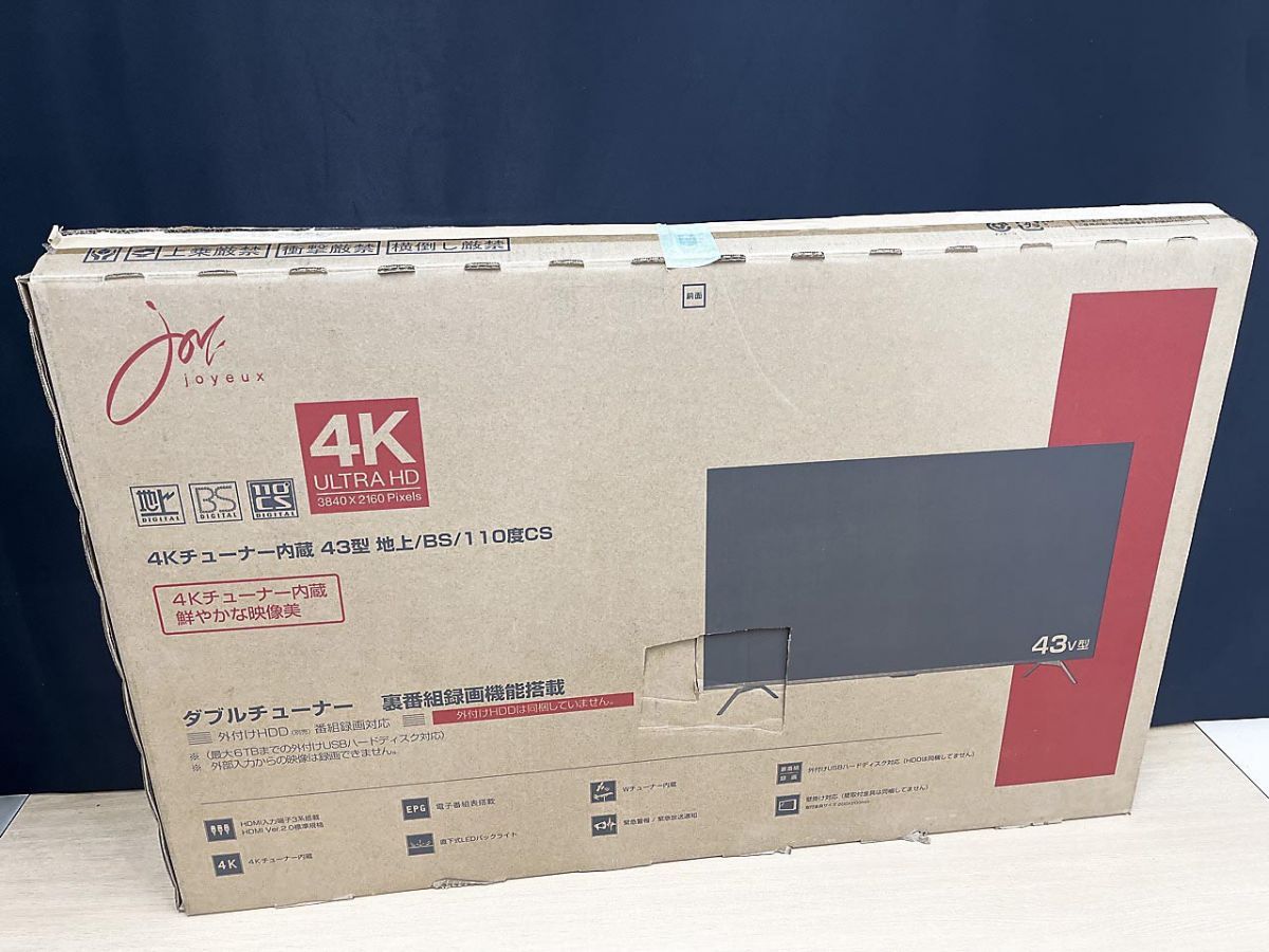 【展示品】 joyeux ジョワイユ 4Kチューナー 内蔵 液晶 テレビ 43型 リモコン付 JOY-4K43REAL ★