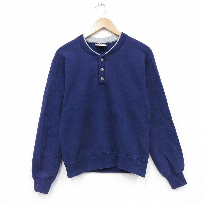 S/古着 エルエルビーン ラッセル 長袖 スウェット メンズ 90年代 90s 無地 ヘンリーネック USA製 ネイビー【spe】 26may14