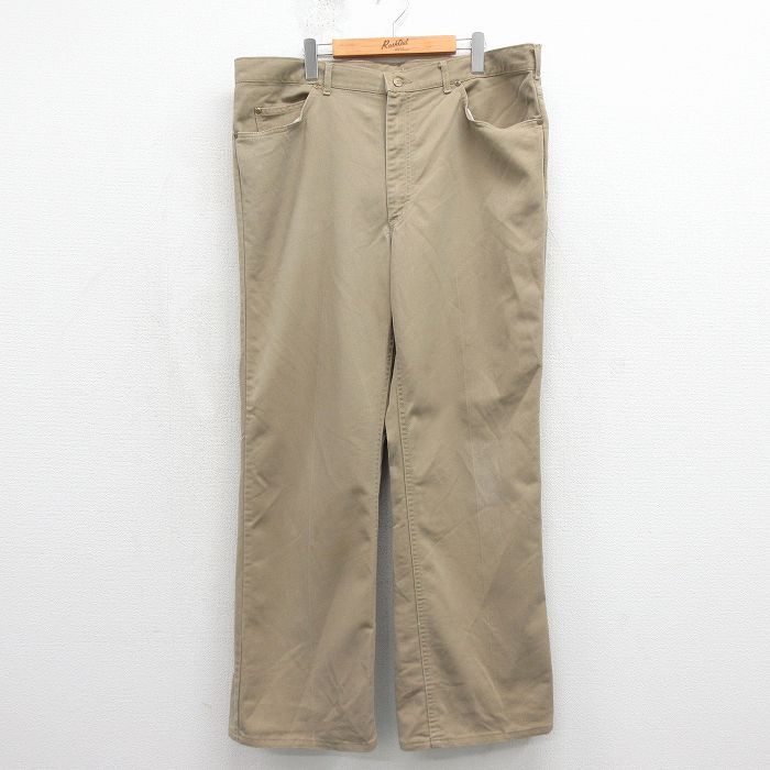W40/古着 リー Lee パンツ メンズ 80年代 80s フレア 大きいサイズ USA製 タロン ベージュ【spe】 26may14