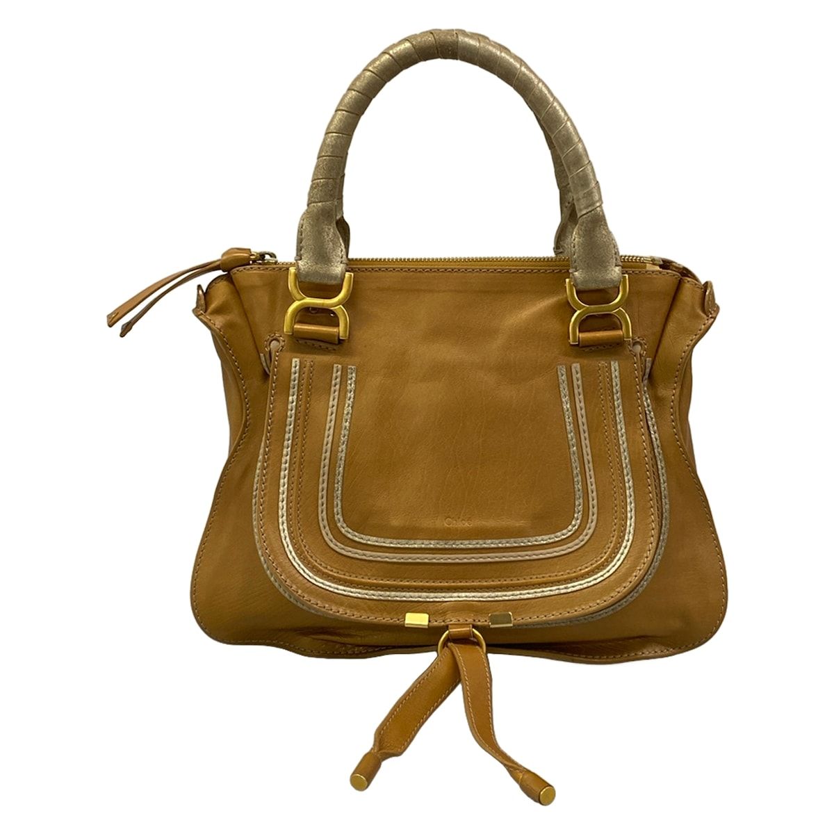 Chloe(クロエ) ハンドバッグ マーシーハンドバッグ ライトブラウン×ゴールド×ベージュ レザー